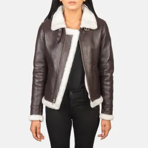 Sherilyn B-3 Maroon Leather Bomber Jacket