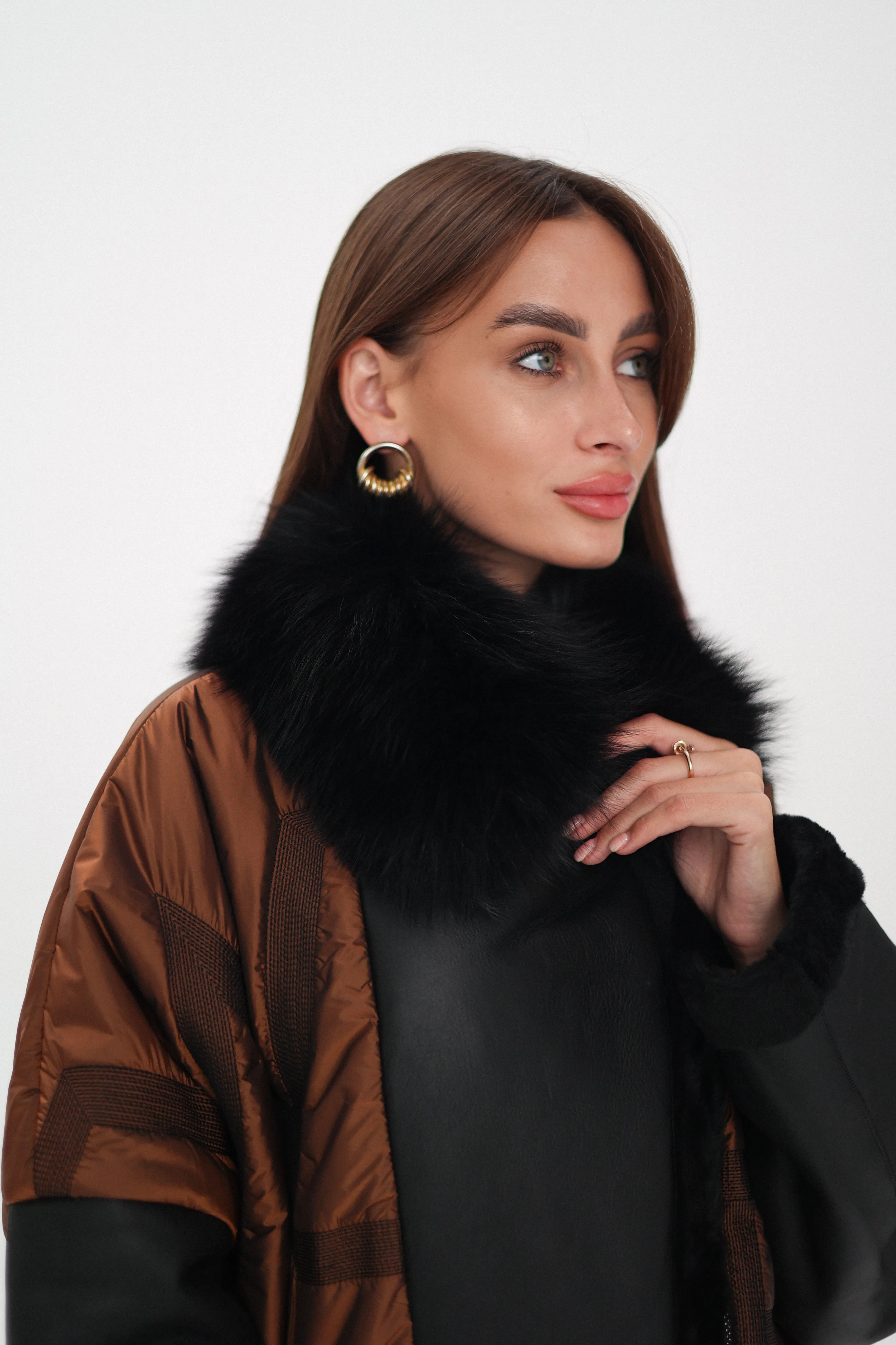 Sienna Genuine Lamb Leather Polar Fox Fur Trim Jacket