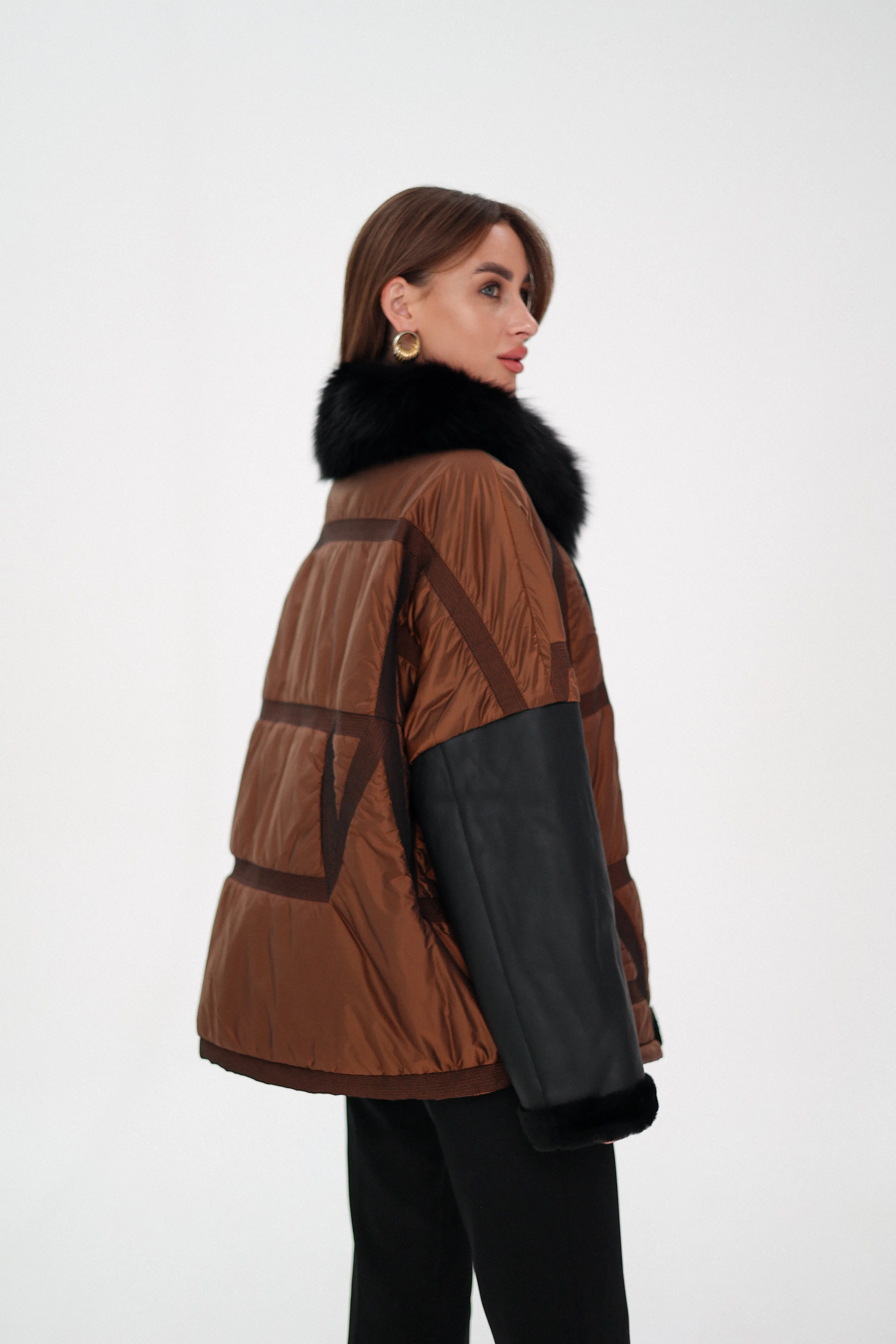 Sienna Genuine Lamb Leather Polar Fox Fur Trim Jacket