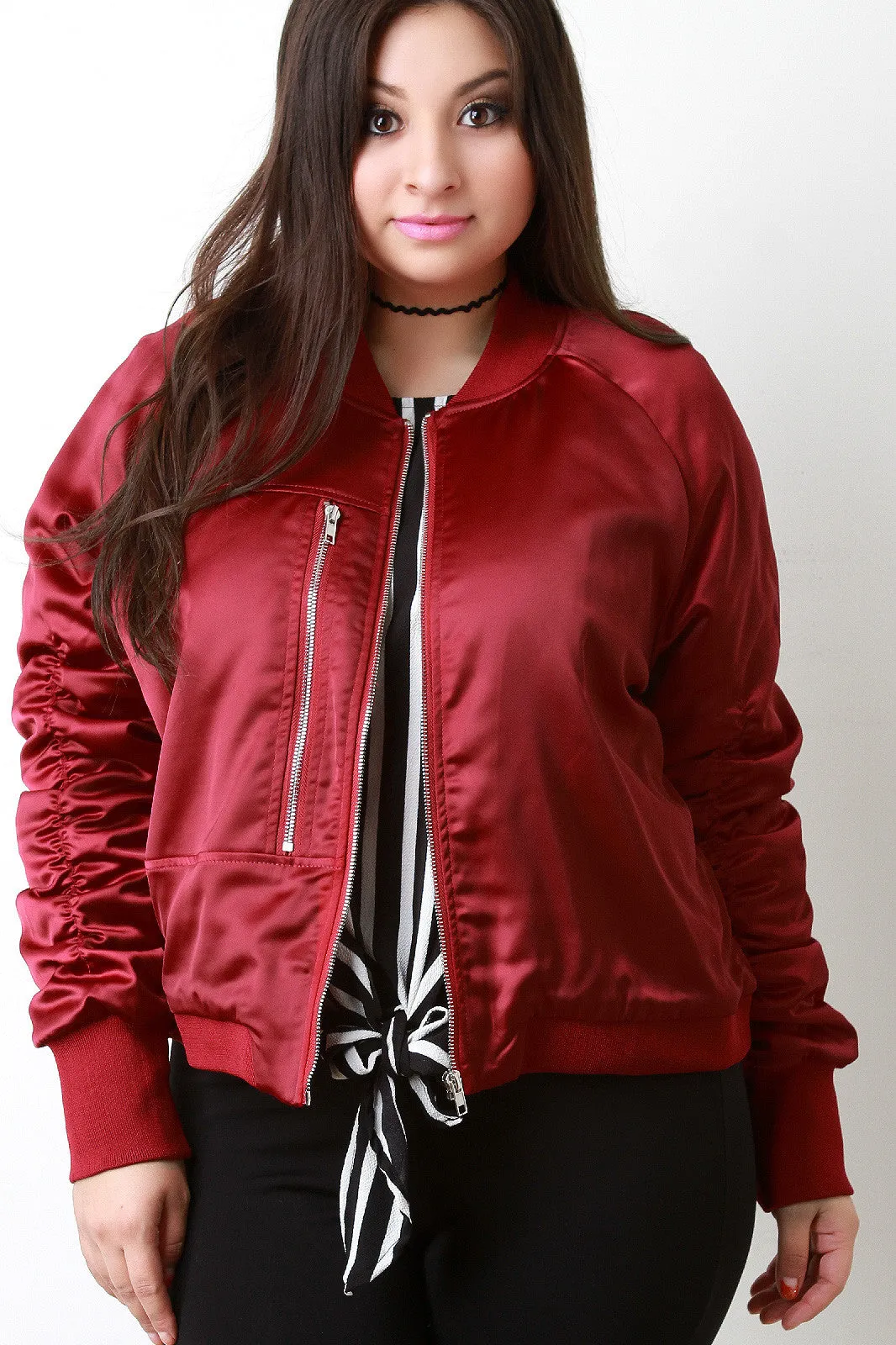 Silky Single Pocket Bomber Jacket