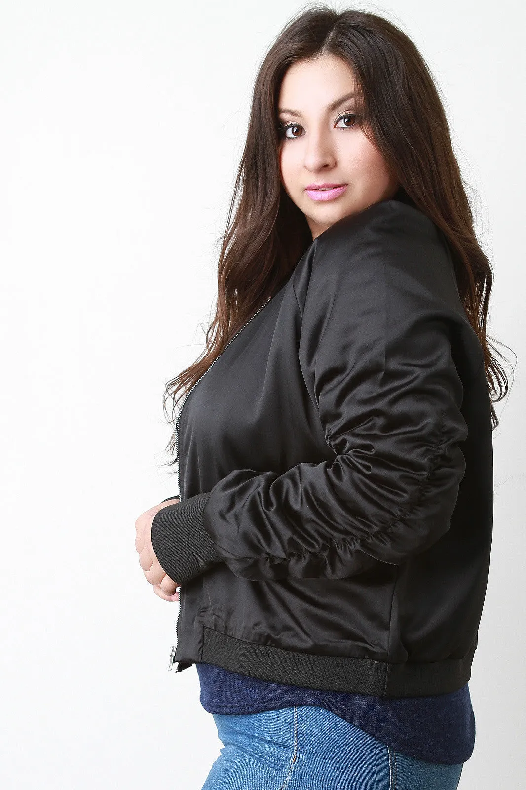 Silky Single Pocket Bomber Jacket