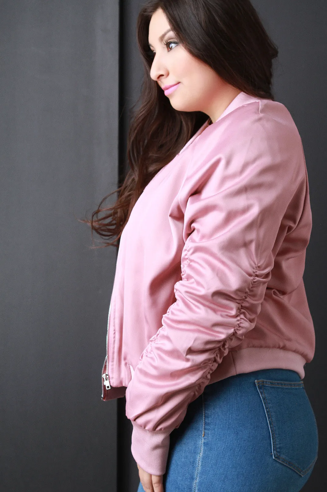 Silky Single Pocket Bomber Jacket