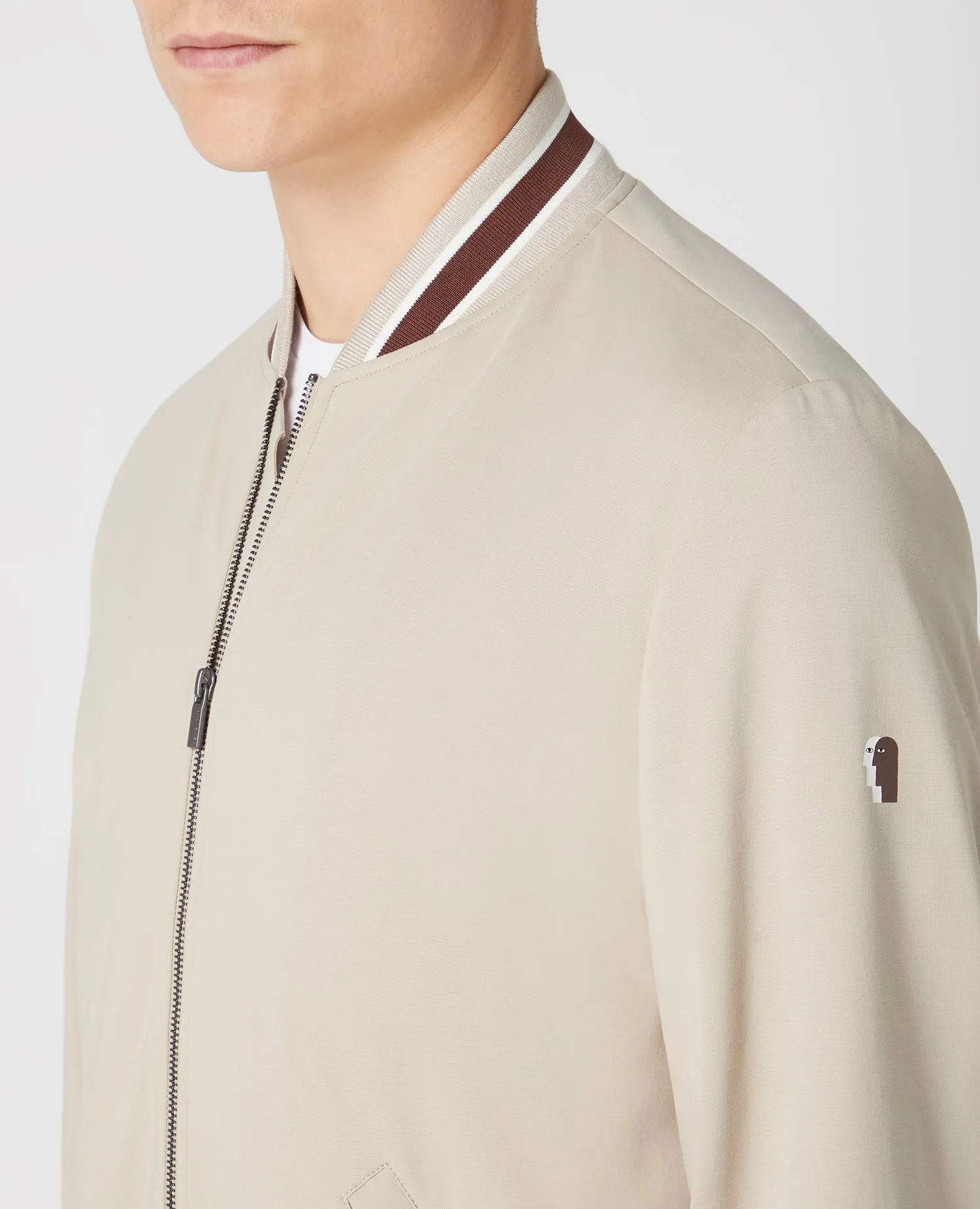 Slim Fit Cotton-Mix Stretch Bomber Jacket