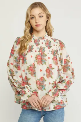 Smudged Floral Blouse