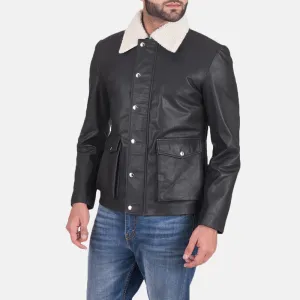 Snow Cole Black Leather Jacket