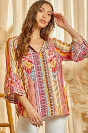 South Beach Embroidered Serape Top