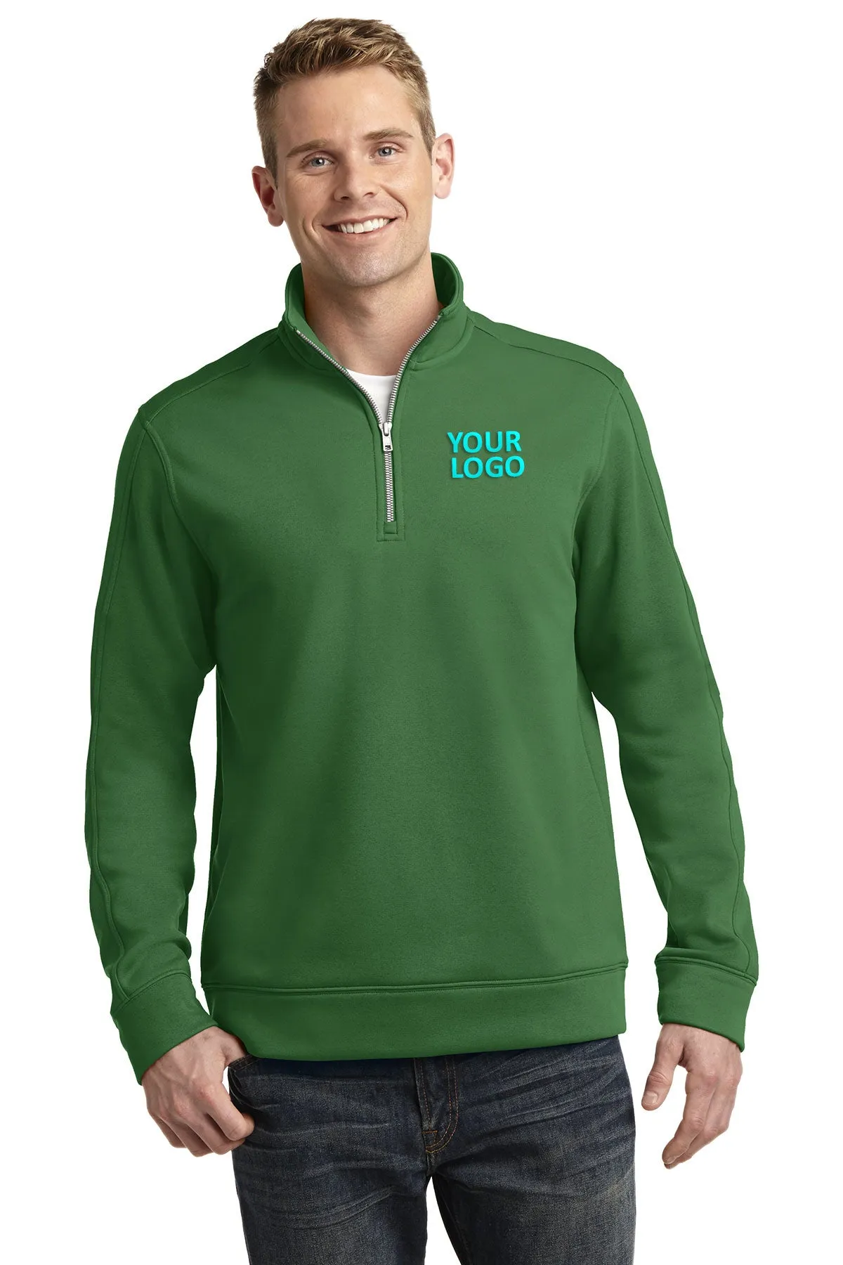 Sport-Tek Repel Fleece Branded 1/4-Zip Pullovers, Stadium Green