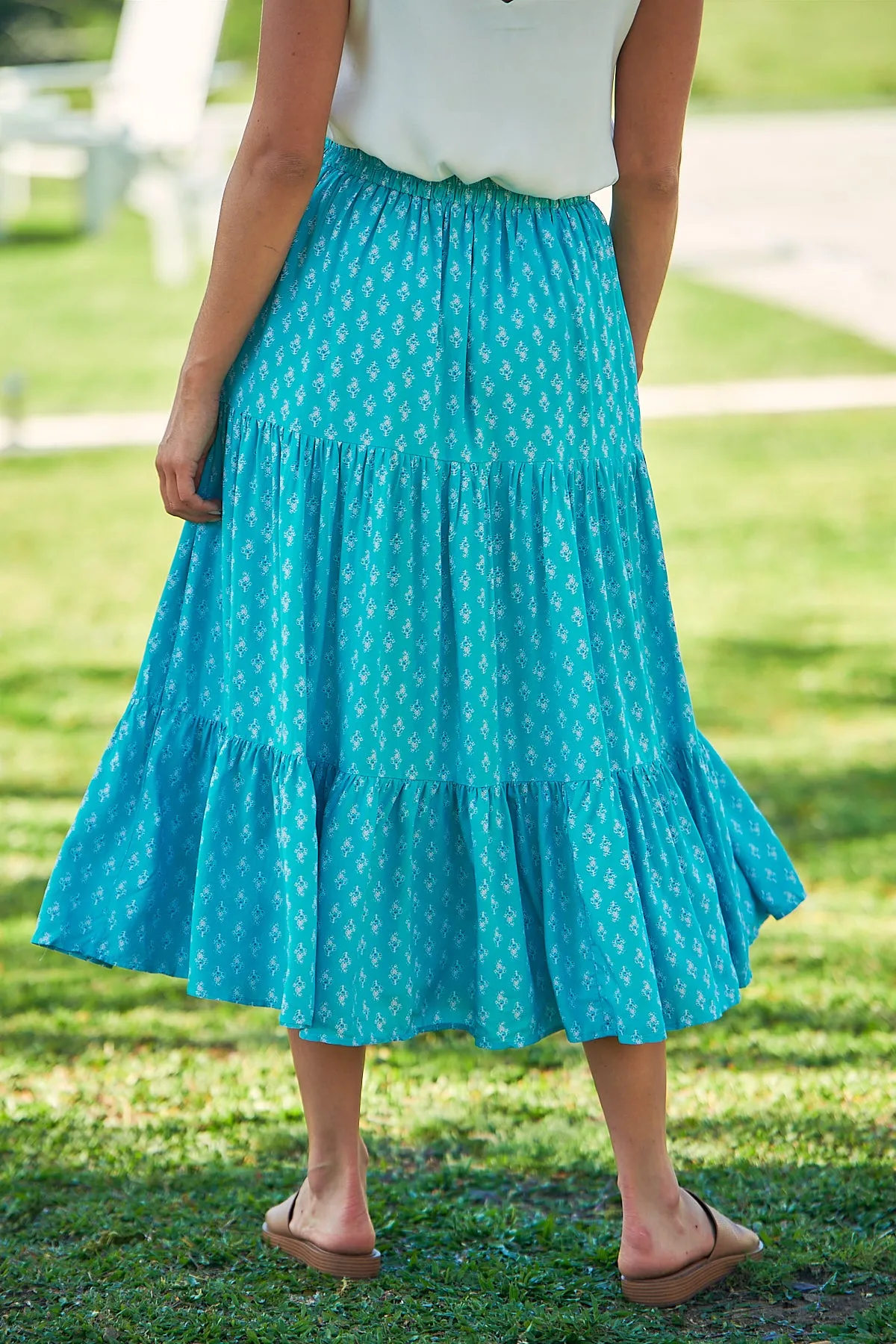 Spring Blue Floral Maxi skirt