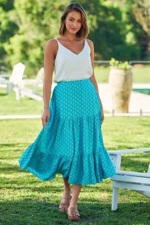 Spring Blue Floral Maxi skirt