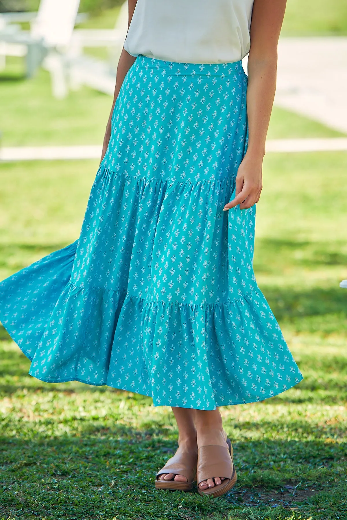 Spring Blue Floral Maxi skirt