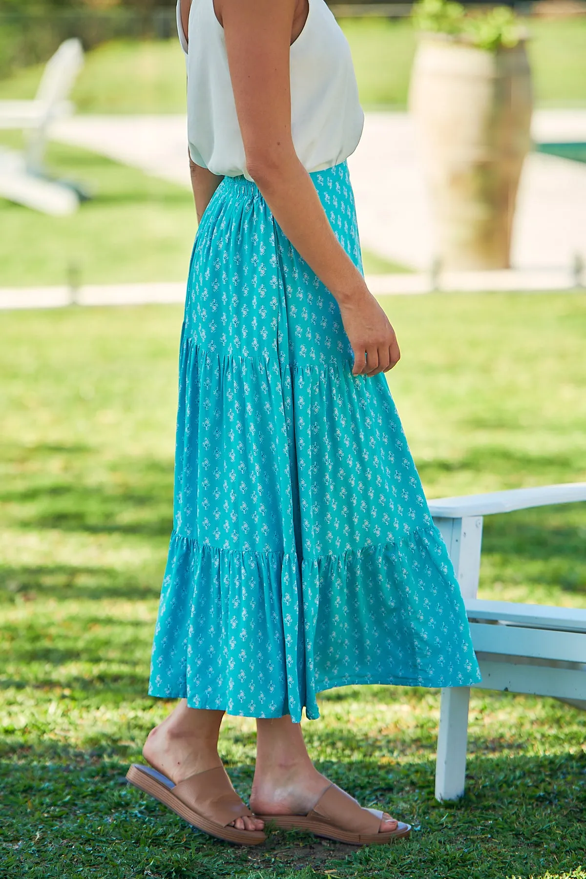 Spring Blue Floral Maxi skirt