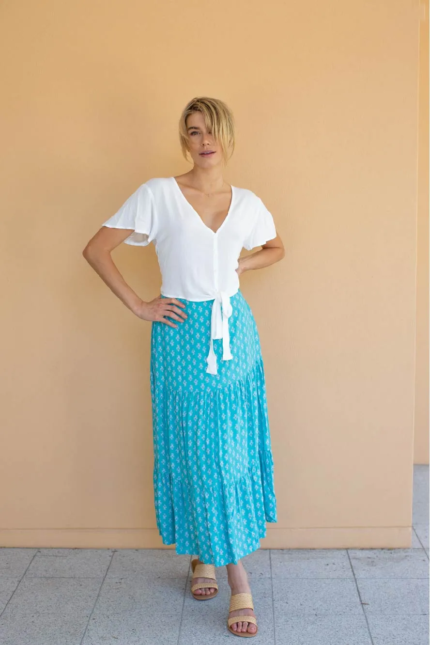 Spring Blue Floral Maxi skirt