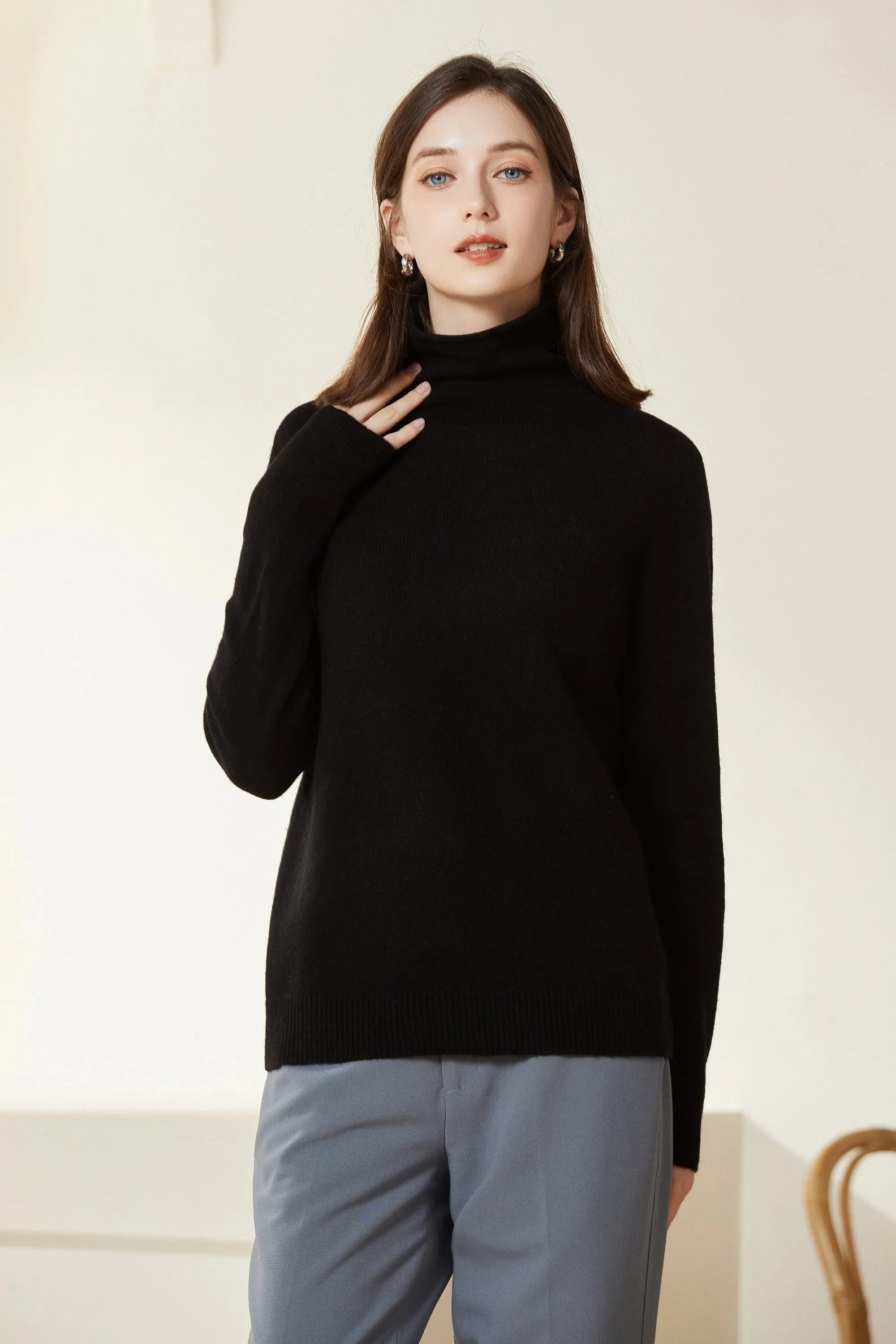 Sylphide | Maia Black Rollneck Wool Sweater