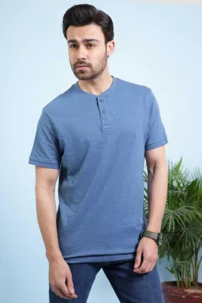 T SHIRT HENLEY BLUE