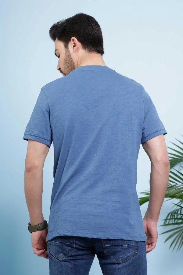 T SHIRT HENLEY BLUE