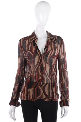 Taifun Blouse Brown Red and Cream UK Size 10