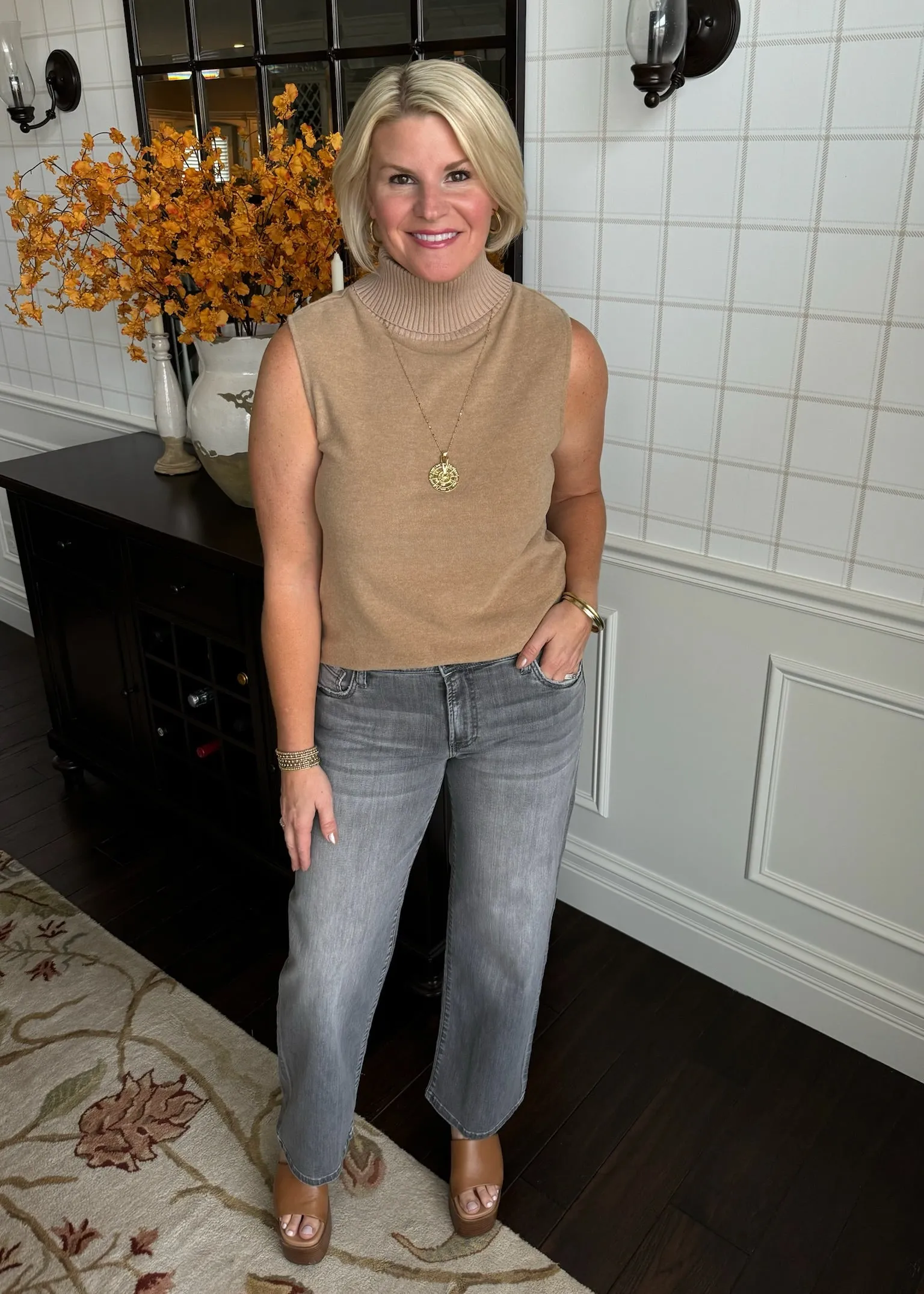 Taupe Turtleneck Top