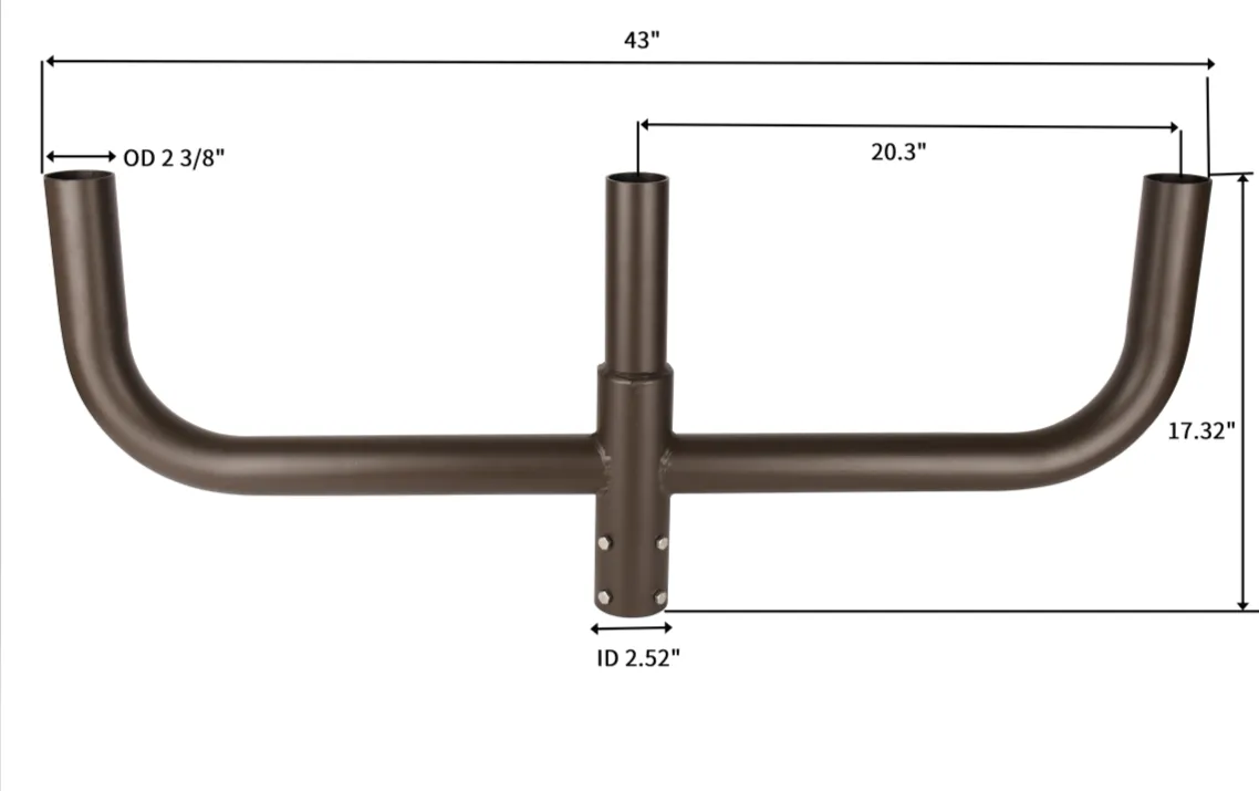 Triple Bullhorn Mounting Bracket for 3 Lighting Fixtures with 2-3/8in Slip Fitter (Post Light Accessories for Led Area Lights)