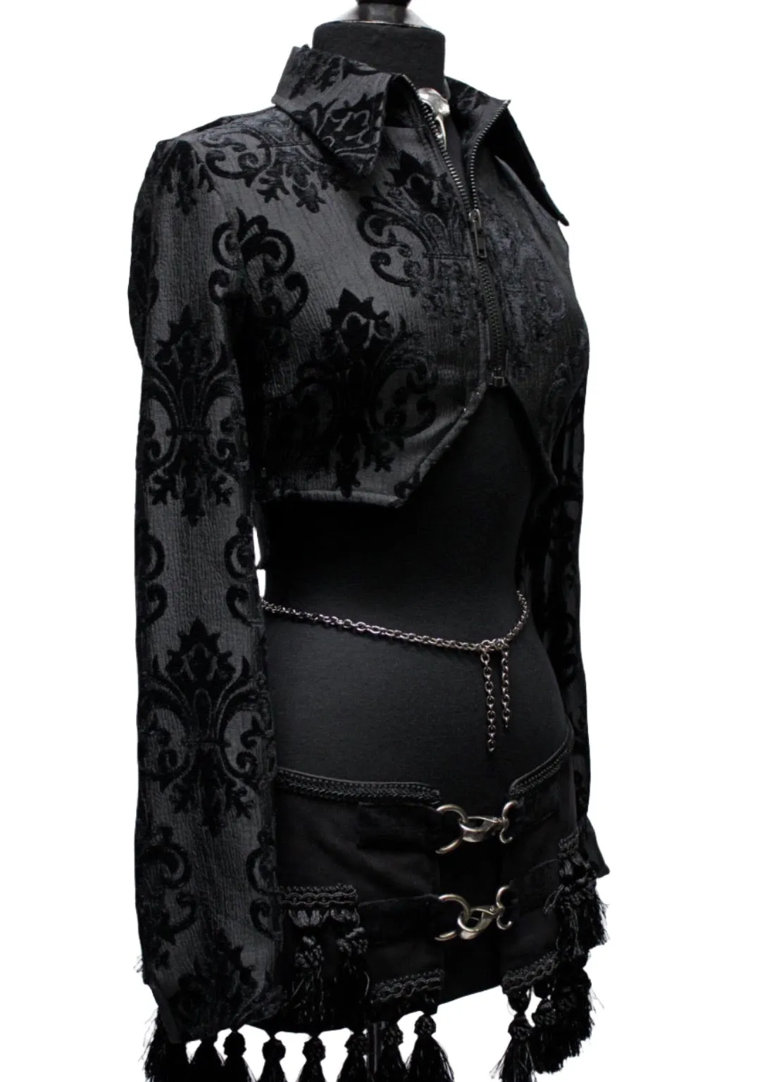 VILLAINESS JACKET - BLACK VELVET BROCADE