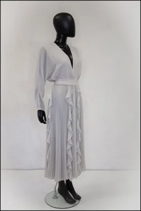 Vintage 1980s Dove Grey Pleated Dress