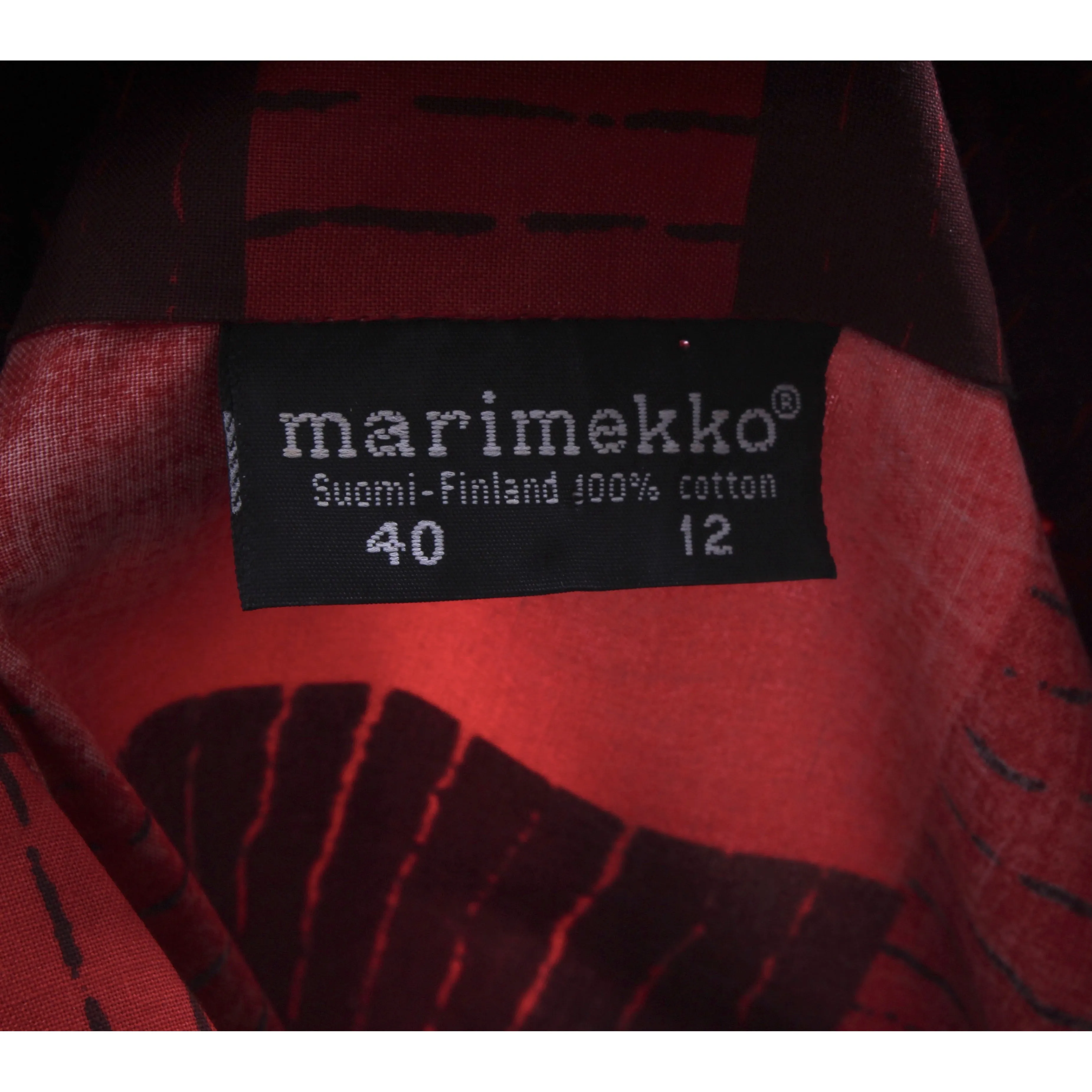 Vintage Marimekko 1980s Cotton Plaid Shirt Tent Maxi Dress Red & Purple  40/12 M/L