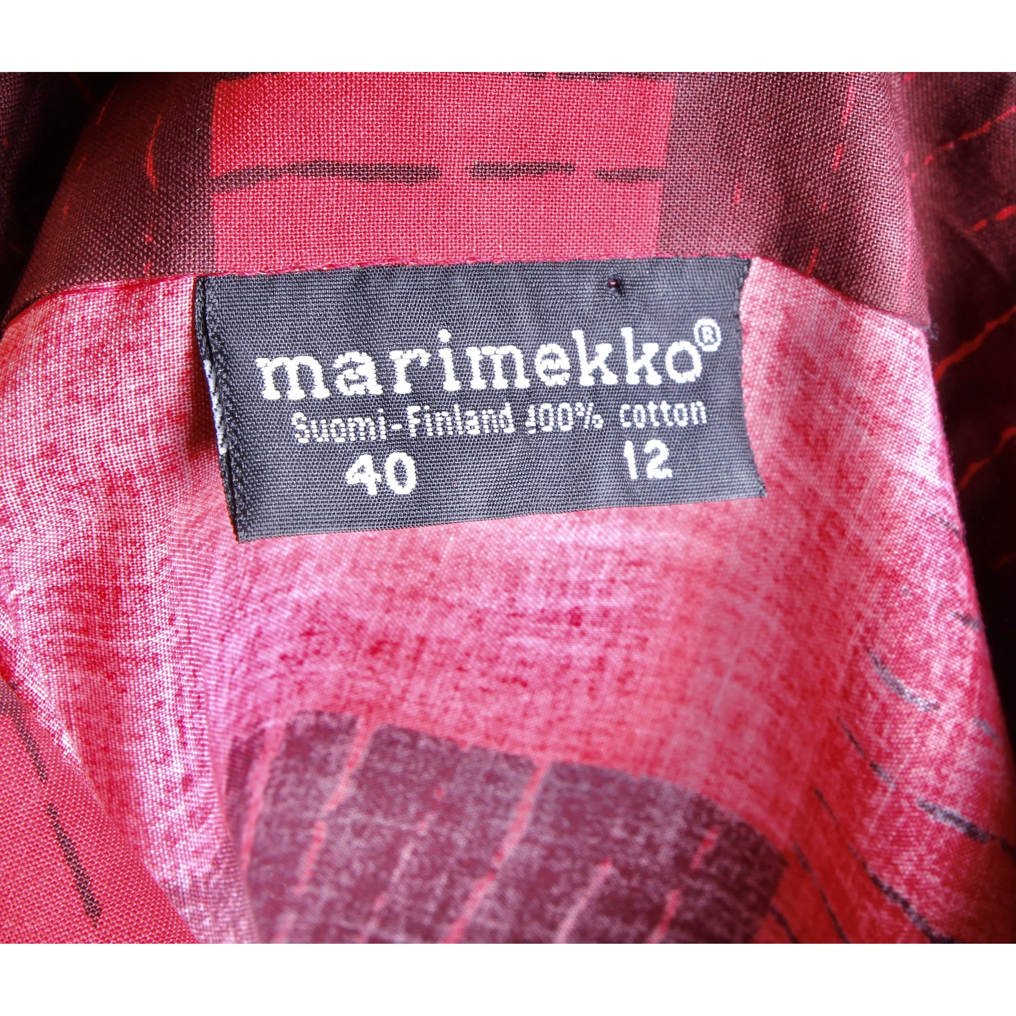 Vintage Marimekko 1980s Cotton Plaid Shirt Tent Maxi Dress Red & Purple  40/12 M/L