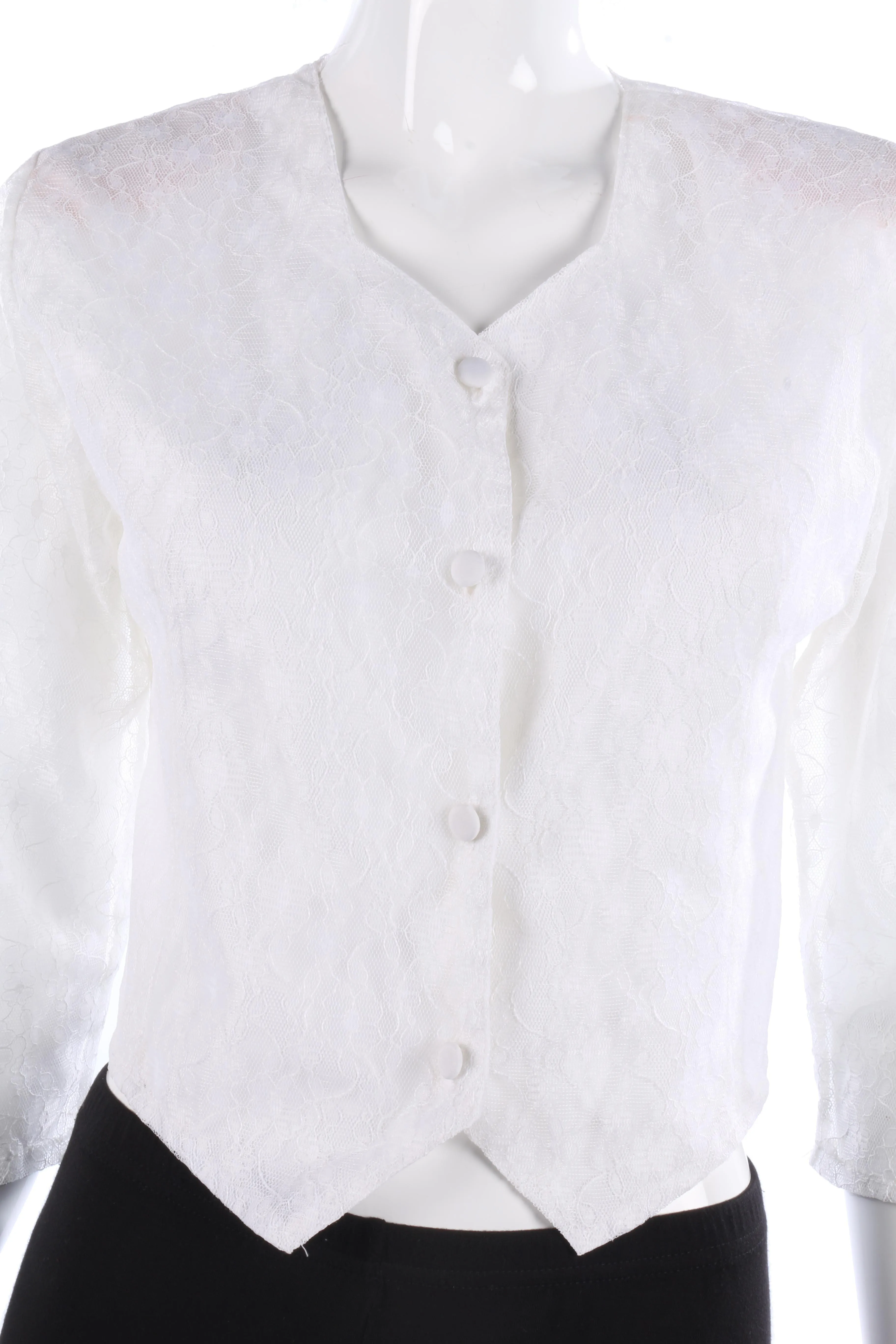 Vintage white lace button down top size M