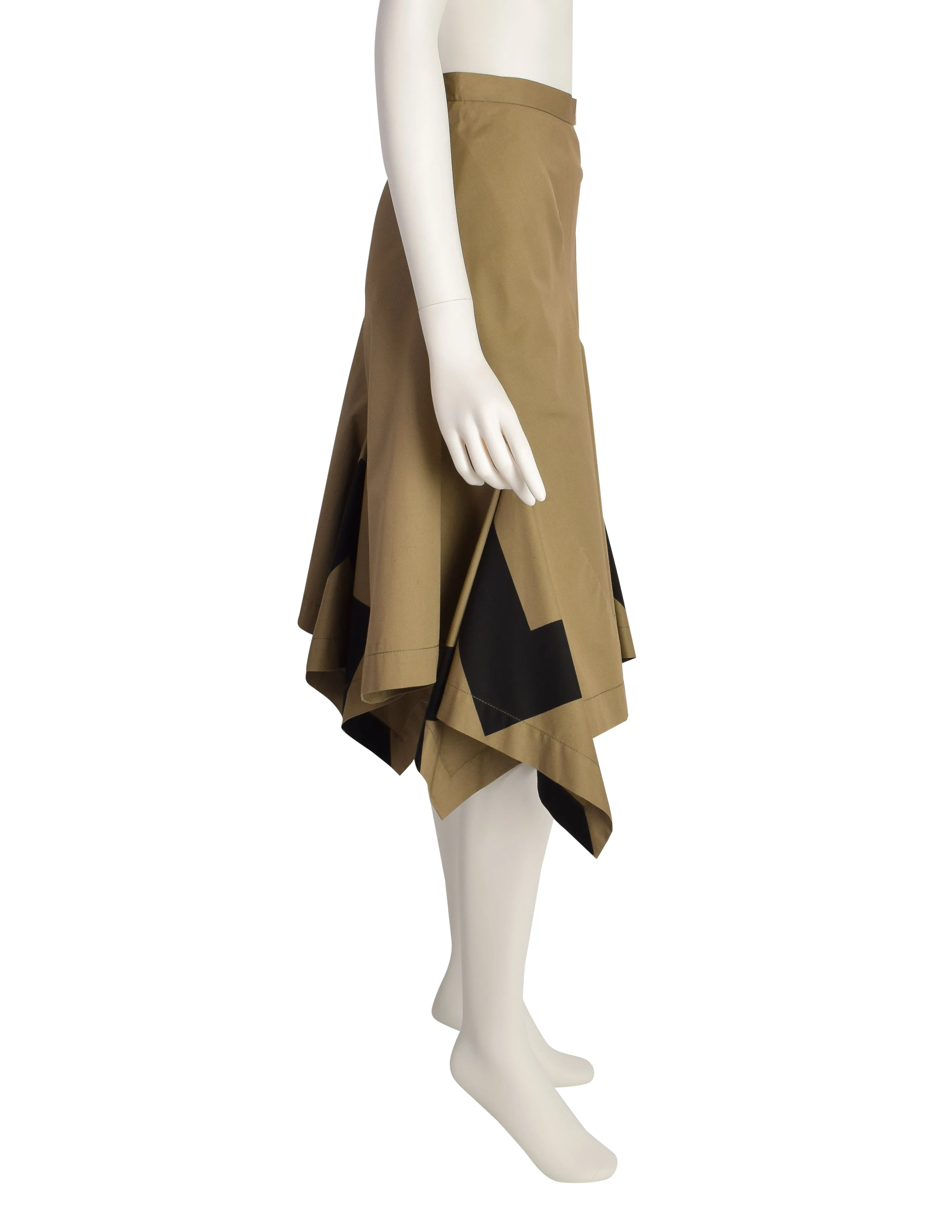 Vivienne Westwood Red Label Vintage Beige Khaki Black Chevron Pointed Panel Skirt