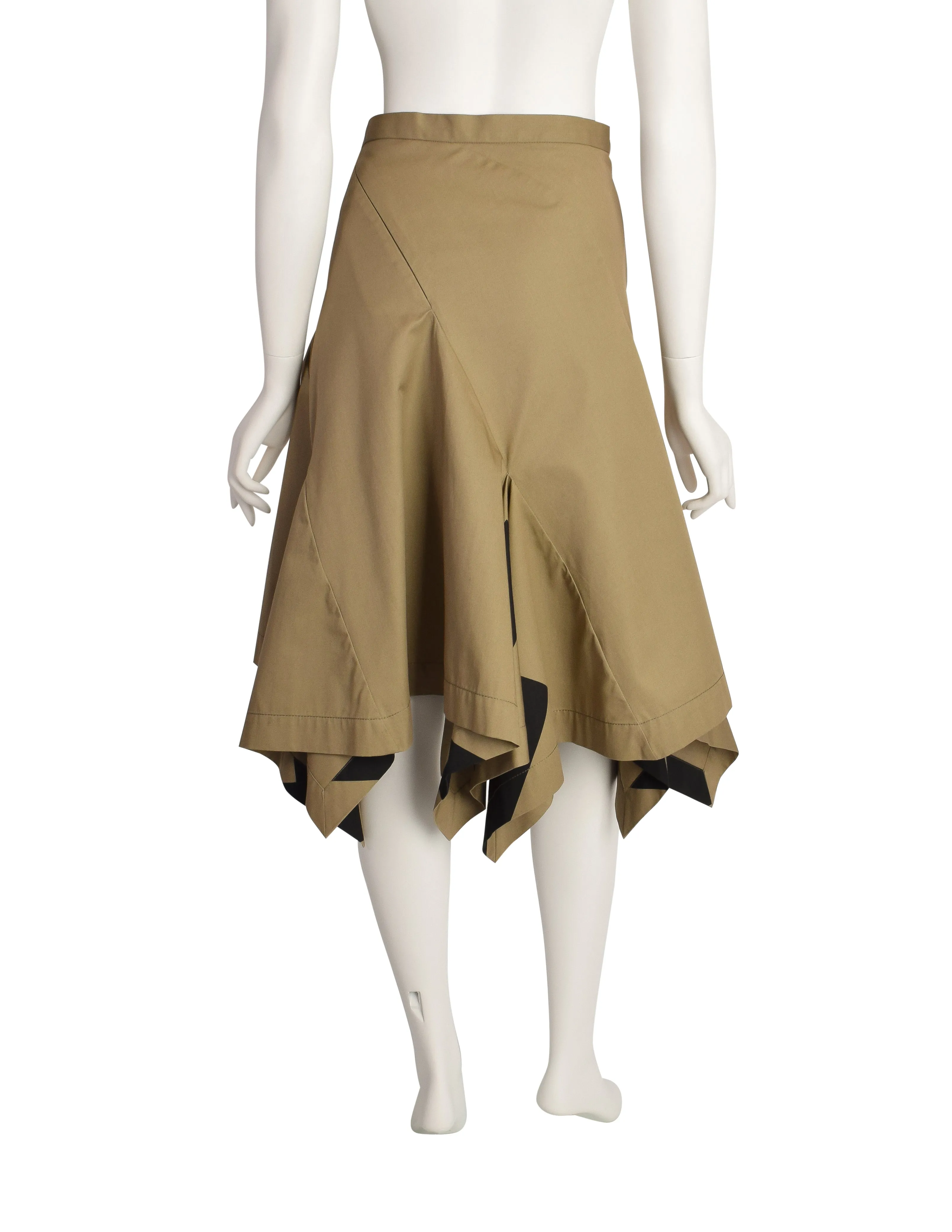 Vivienne Westwood Red Label Vintage Beige Khaki Black Chevron Pointed Panel Skirt