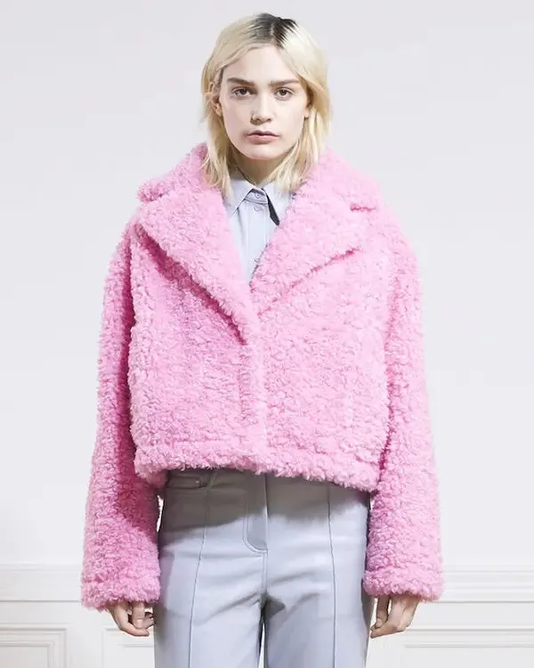 Wednesday 2022 Enid Sinclair Pink Shearling Jacket