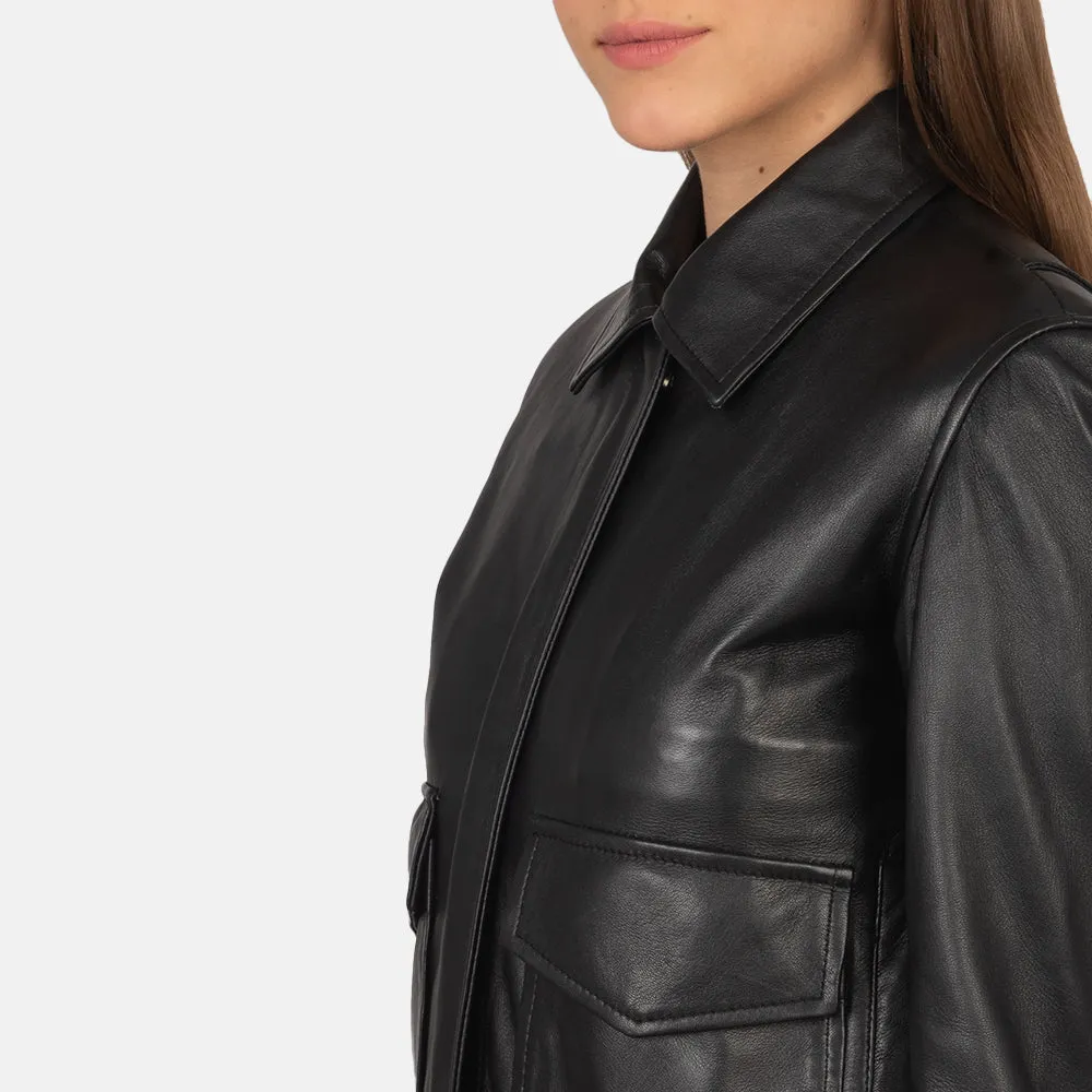 Westa A-2 Black Leather Bomber Jacket