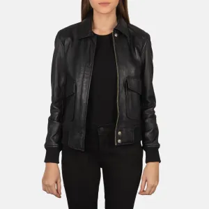 Westa A-2 Black Leather Bomber Jacket