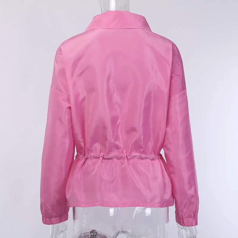 White or Pink Turndown Collar Short Long Sleeve Jacket