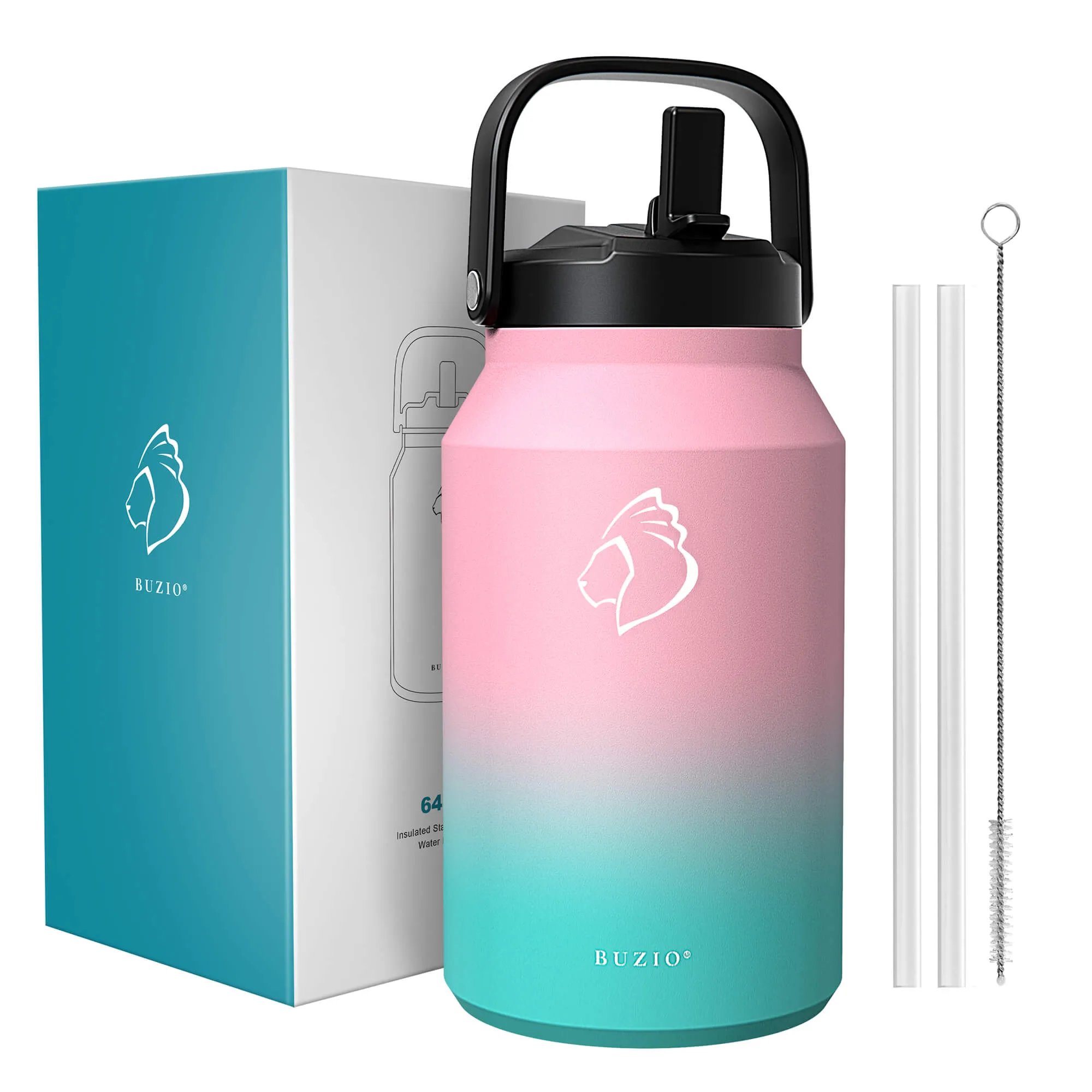 Wide Mouth Water Bottle with Straw Lid | 64oz | Sorbet