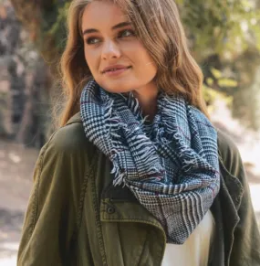 Women's Fall Winter Classic Glen Check Infinity Scarf Blk