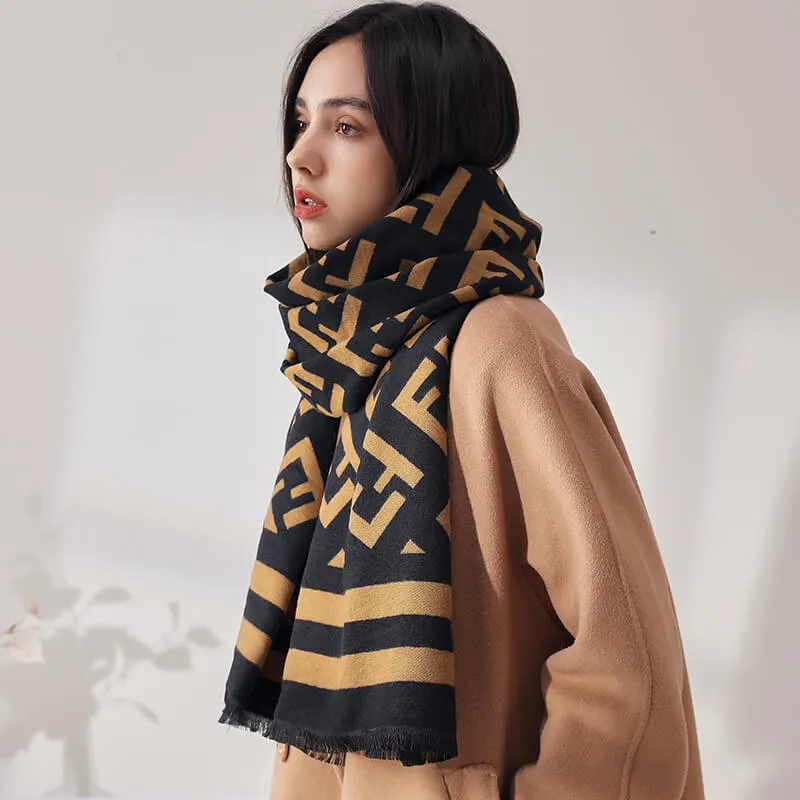 Women's Fall Winter Scarf Classic Tassel Plaid Scarf Warm Soft Chunky Large Blanket Wrap Shawl Scarves-Yellow