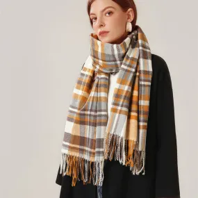 Women's Fall Winter Scarf Classic Tassel Plaid Warm Soft Chunky Large Blanket Wrap Shawl Scarves