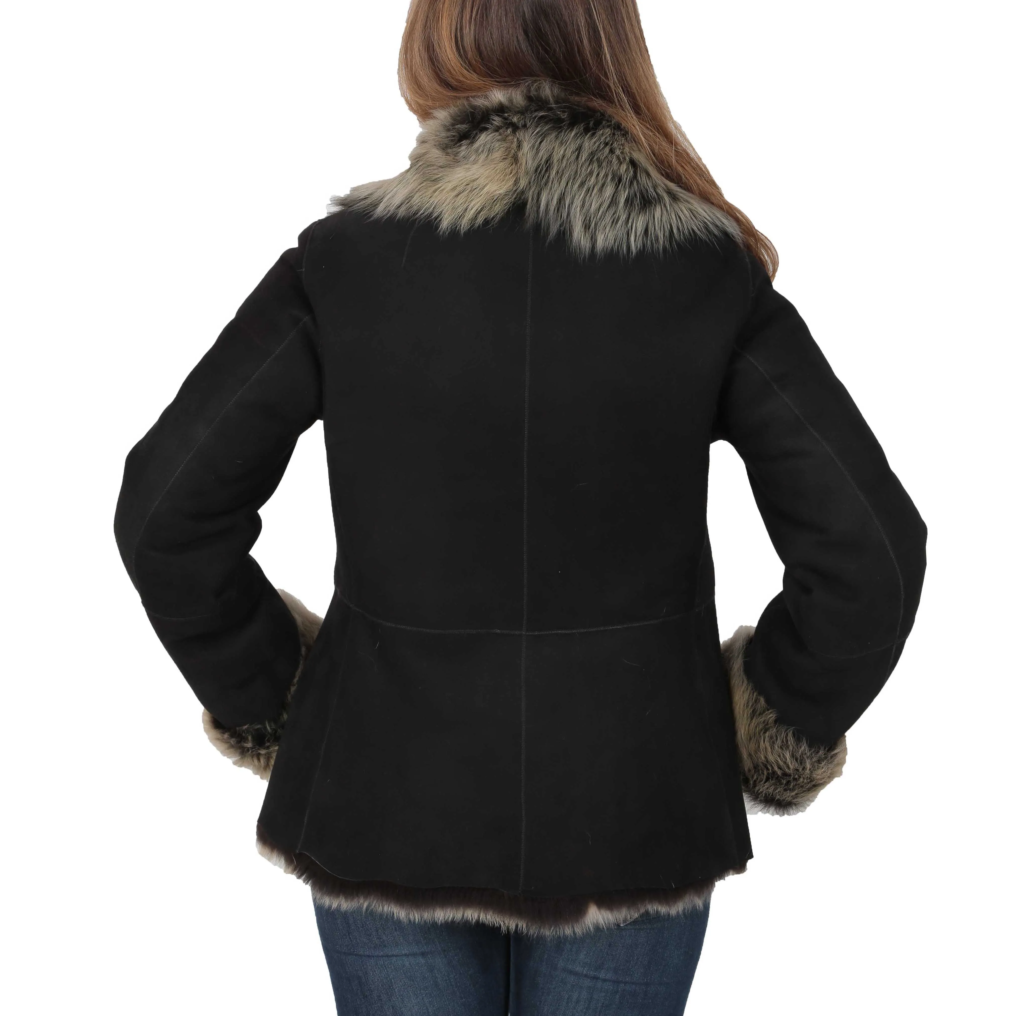 Womens Sheepskin Shearling Toscana Jacket Black Brissa