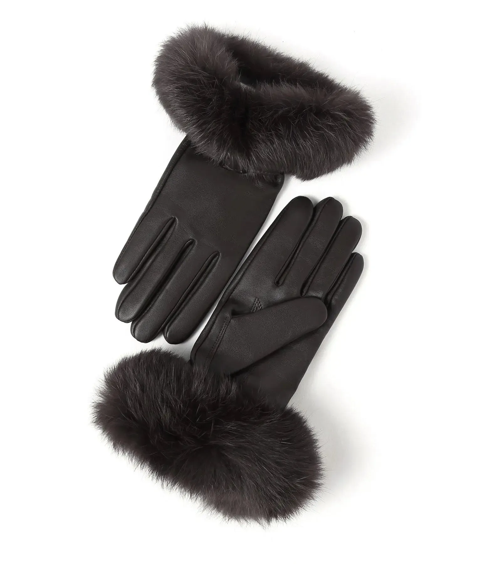 YISEVEN Women's  Lambskin Rabbit Fur  Leather Gloves