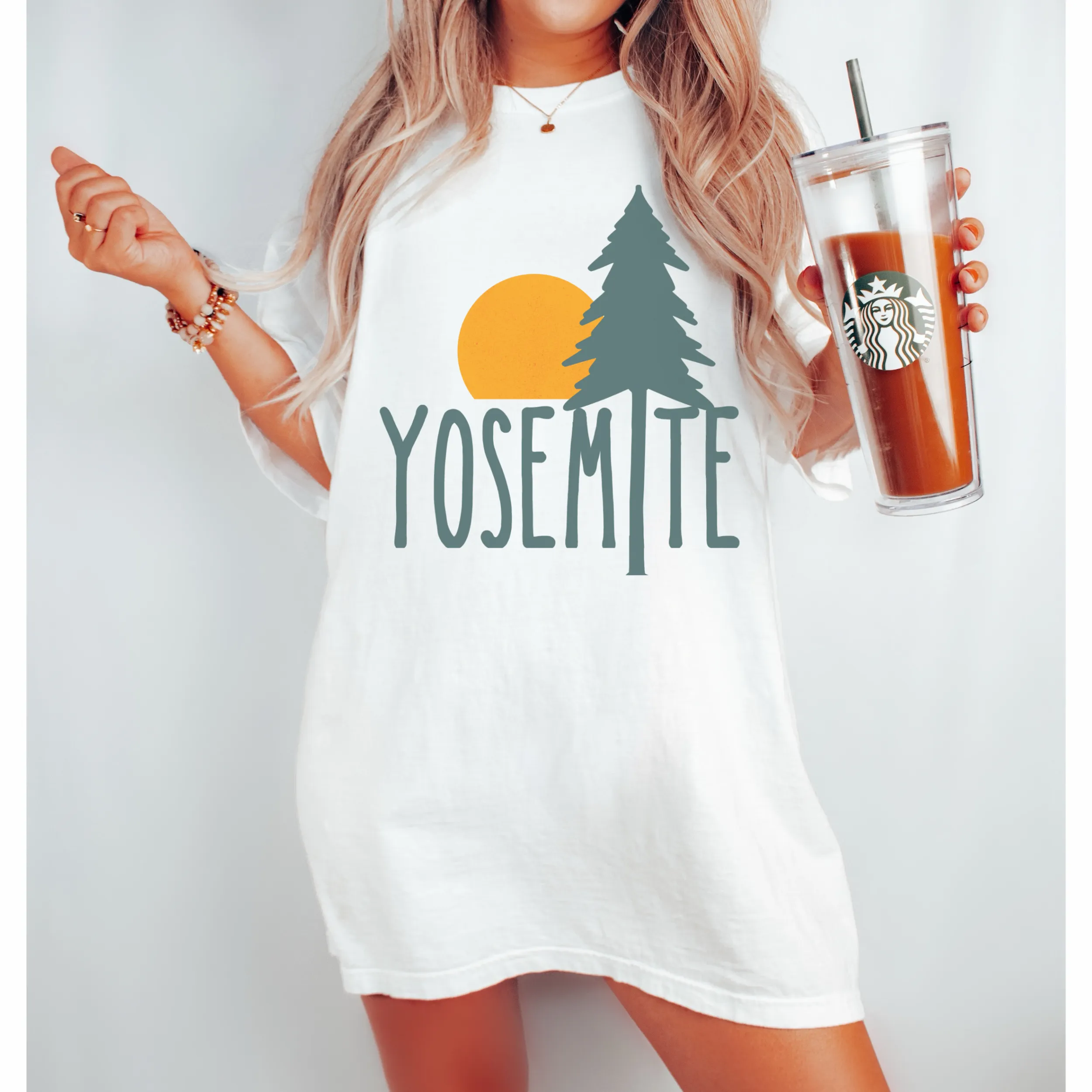 Yosemite Comfort Colors® T-Shirt, T-Shirt Dress, Boho Design, Oversized Print Summer Camping, Hiking, Adventure T-Shirt