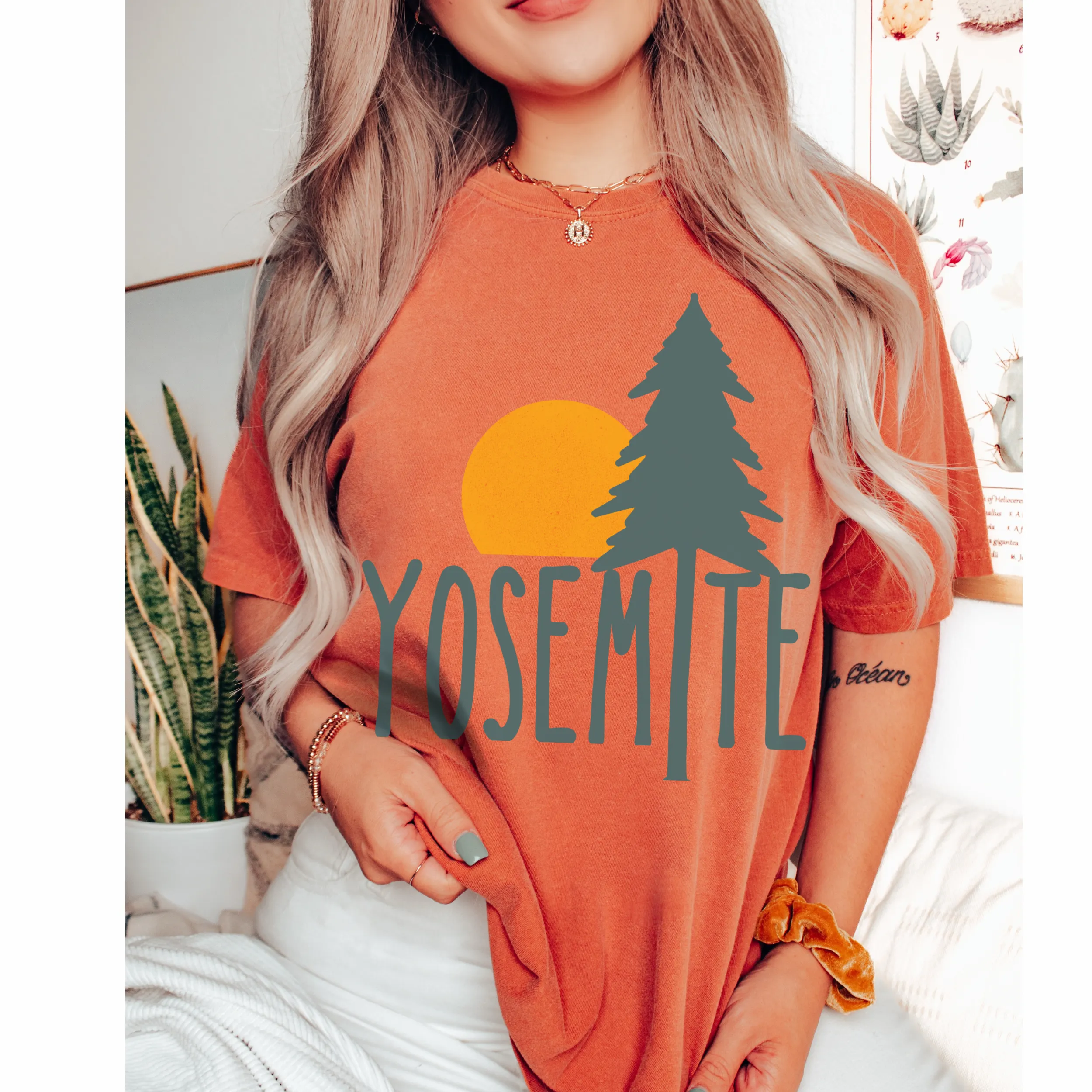 Yosemite Comfort Colors® T-Shirt, T-Shirt Dress, Boho Design, Oversized Print Summer Camping, Hiking, Adventure T-Shirt