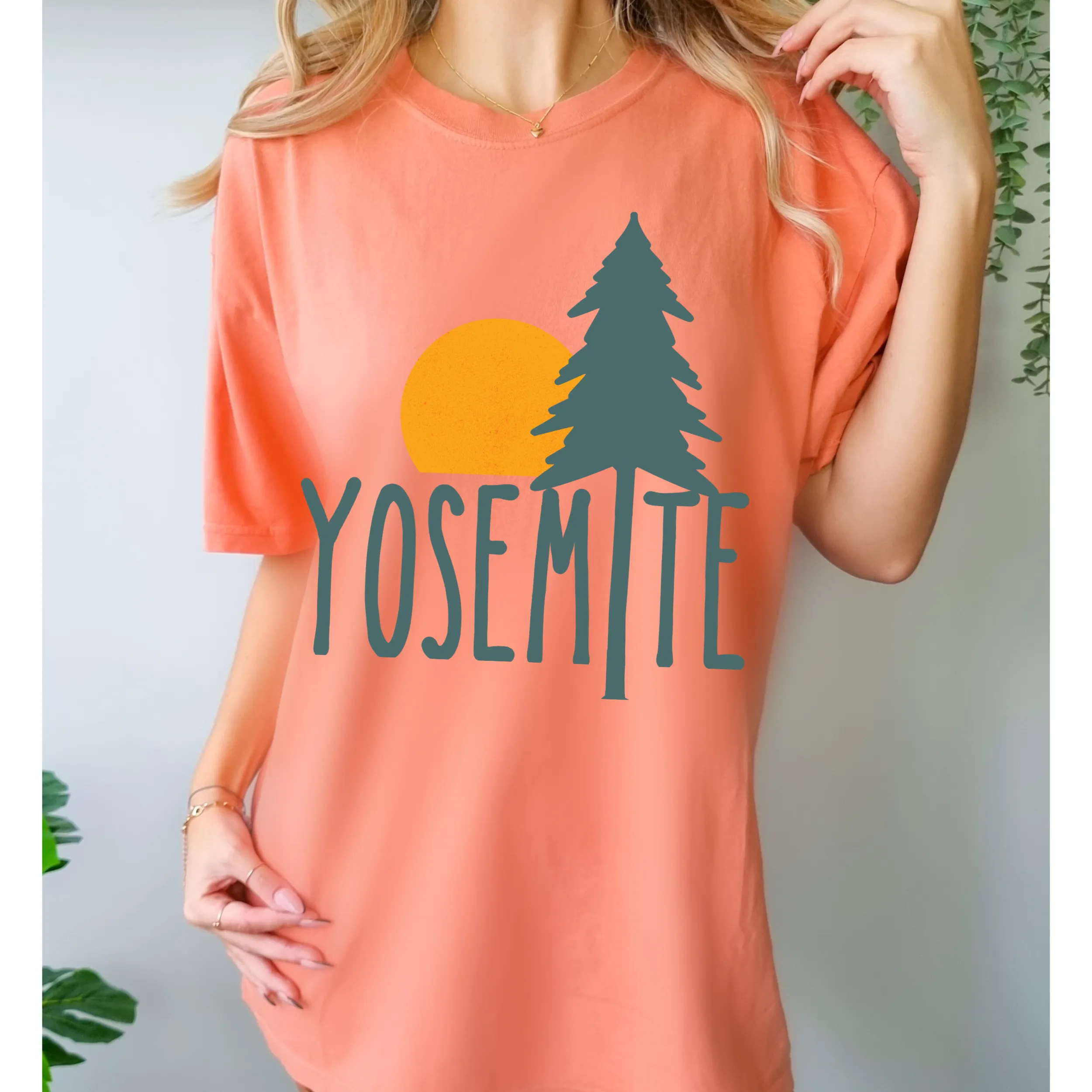 Yosemite Comfort Colors® T-Shirt, T-Shirt Dress, Boho Design, Oversized Print Summer Camping, Hiking, Adventure T-Shirt