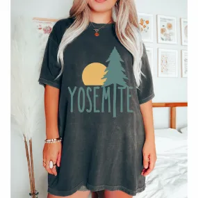 Yosemite Comfort Colors® T-Shirt, T-Shirt Dress, Boho Design, Oversized Print Summer Camping, Hiking, Adventure T-Shirt