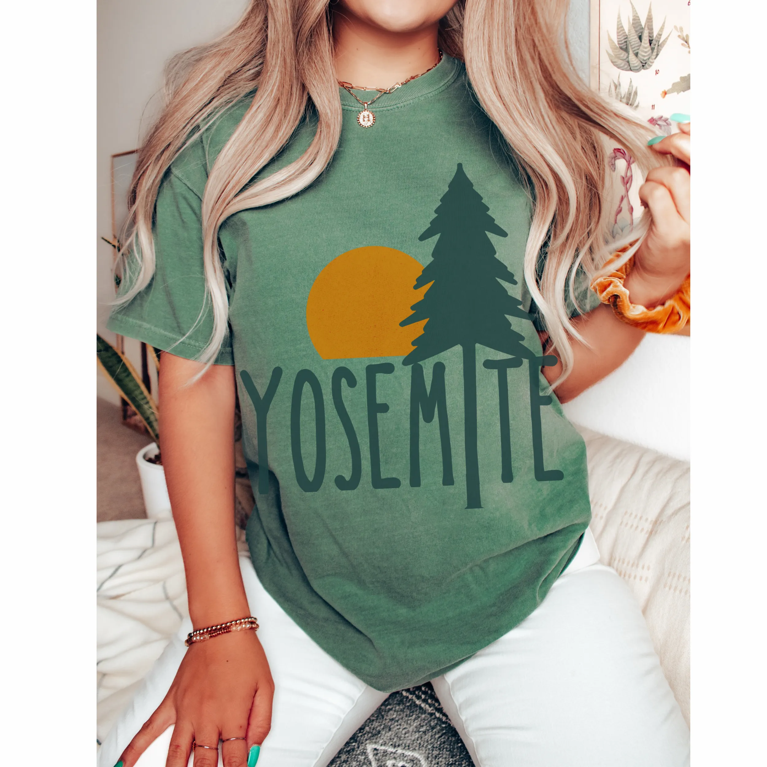 Yosemite Comfort Colors® T-Shirt, T-Shirt Dress, Boho Design, Oversized Print Summer Camping, Hiking, Adventure T-Shirt