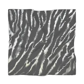 Zebra Stripe Poly Scarf, Animal Print Delicate Lightweight Polyester Scarves- Made in USA