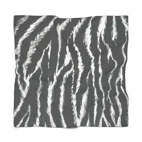 Zebra Stripe Poly Scarf, Animal Print Designer Lightweight Polyester Scarves - Made in USA