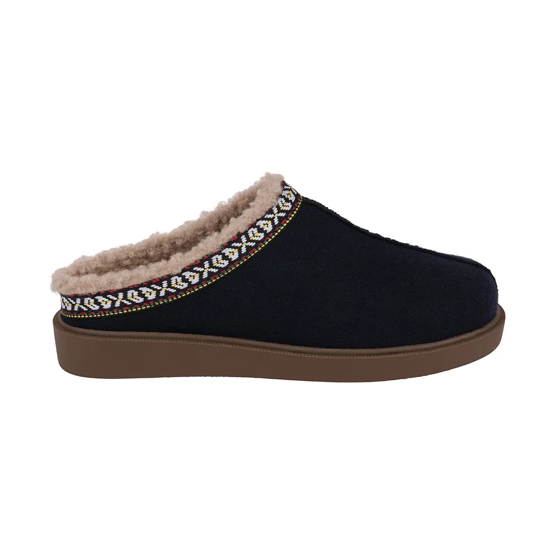 Zoey Navy Slip-Ons with Knitted Collar